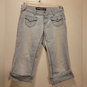 Angels Light Blue Denim Capris